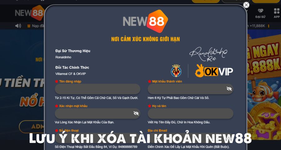 Lưu ý khi xóa tài khoản New88 vĩnh viễn